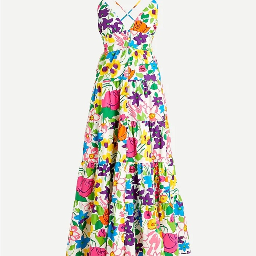 J. Crew Cotton-poplin button-up dress in vibrant garden Size S